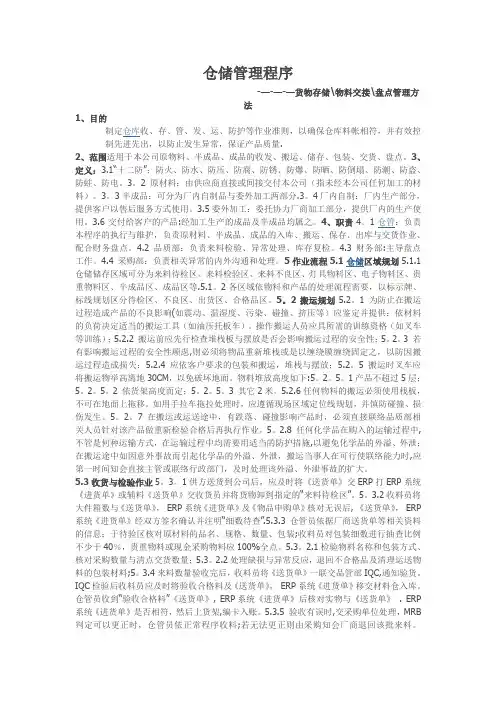 仓库存储的物料管控程序