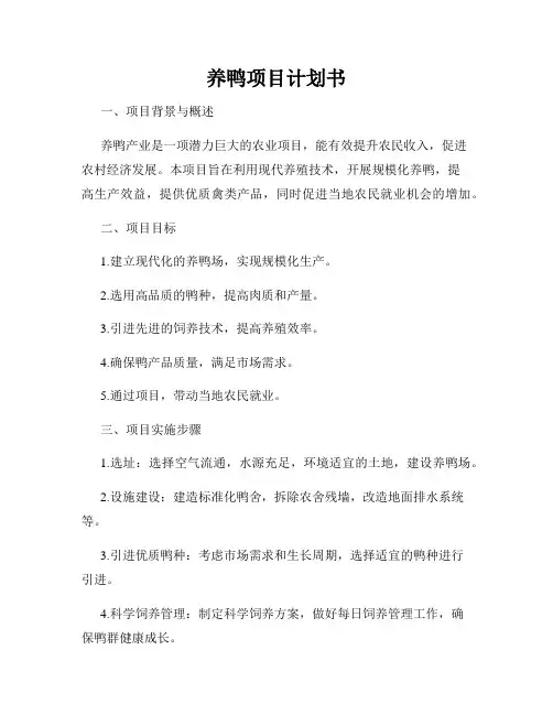 养鸭项目计划书