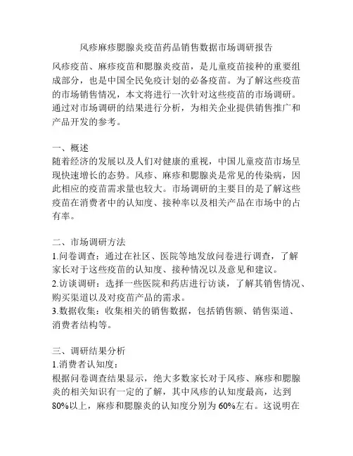 风疹麻疹腮腺炎疫苗药品销售数据市场调研报告