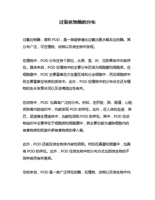 过氧化物酶的分布