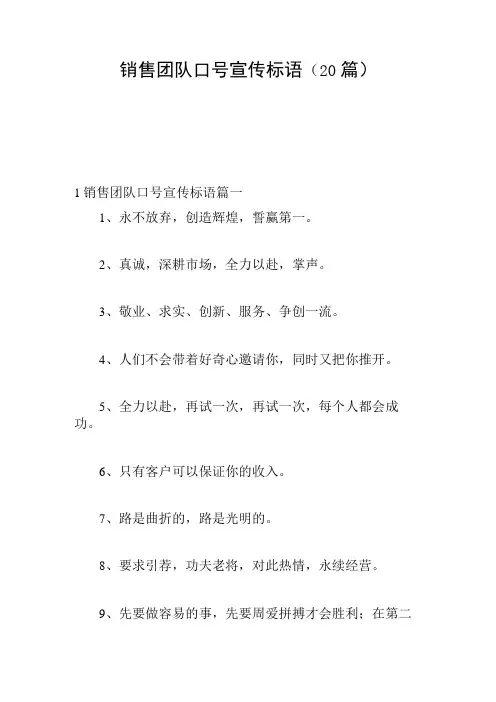 销售团队口号宣传标语(20篇)