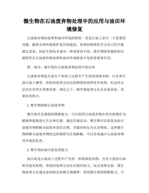 微生物在石油废弃物处理中的应用与油田环境修复