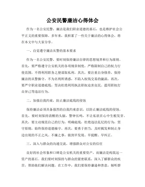 公安民警廉洁心得体会