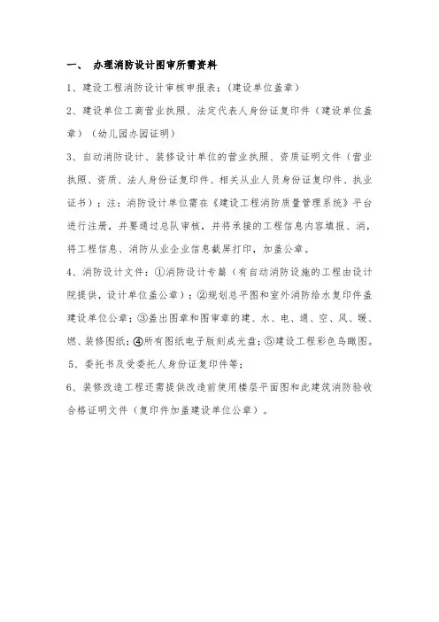 二次消防设计审图需要资料