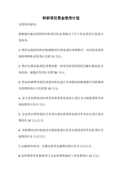 科研项目资金使用计划