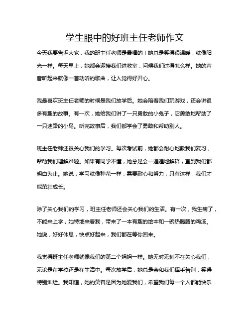 学生眼中的好班主任老师作文