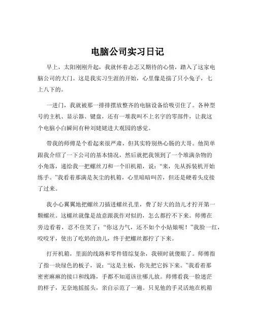 电脑公司实习日记