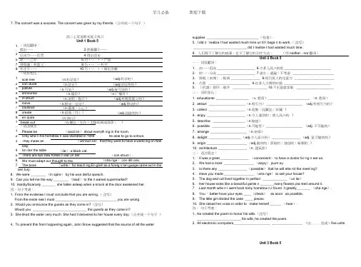 高二英语必修五选修六复习(已排版)