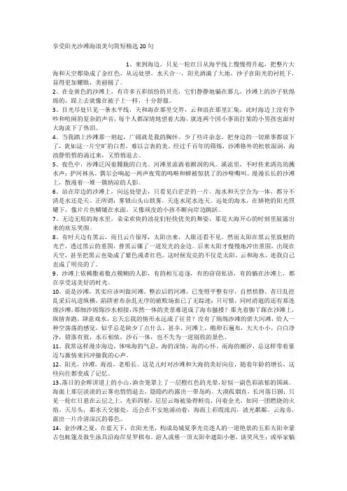 享受阳光沙滩海浪美句简短精选20句