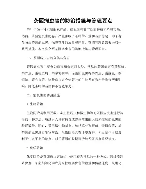 茶园病虫害的防治措施与管理要点