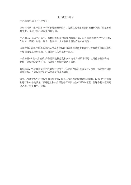 生产的五个环节