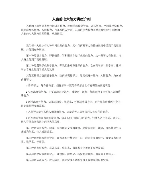 人脑的七大智力类型介绍