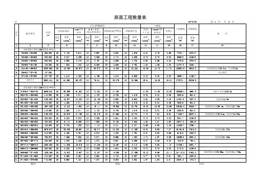 路面工程数量表