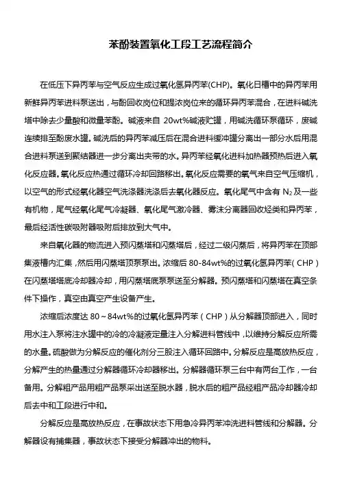 苯酚丙酮装置氧化工段工艺简介