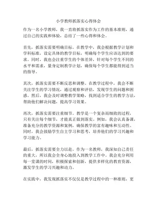 小学教师抓落实心得体会