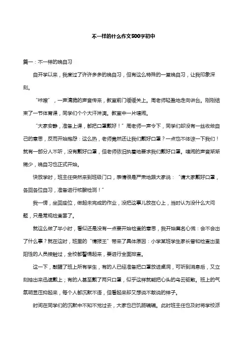 不一样的什么作文500字初中