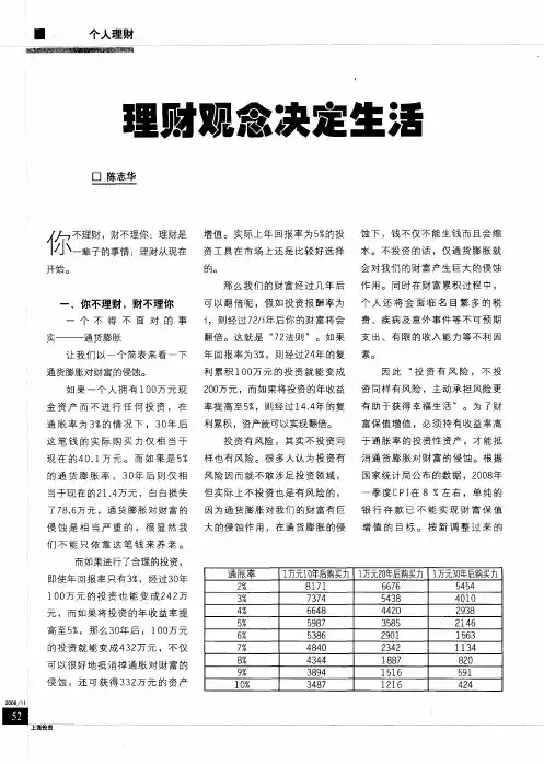 理财观念决定生活