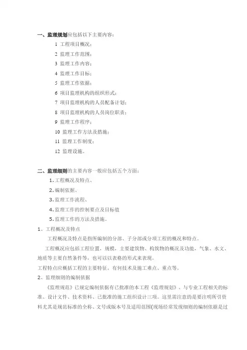 监理规划细则旁站应包括哪些内容