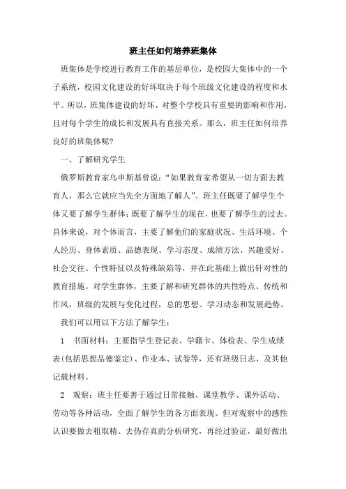 班主任如何培养班集体