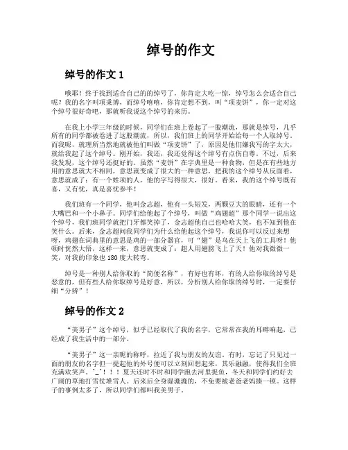 绰号的作文