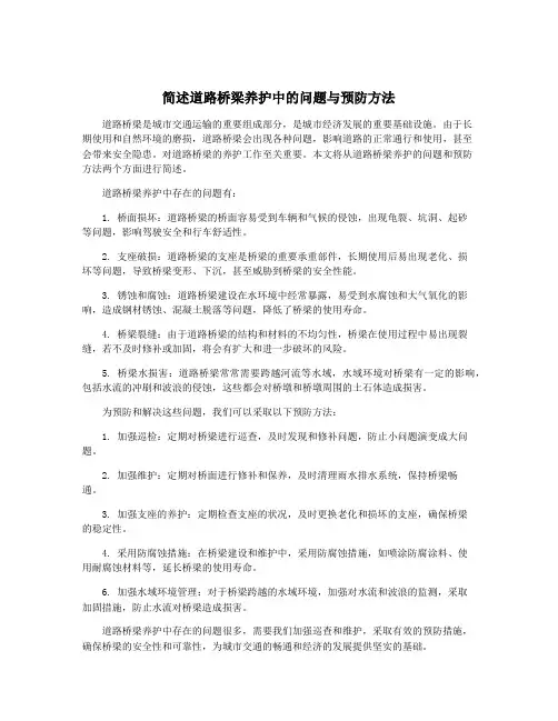 简述道路桥梁养护中的问题与预防方法
