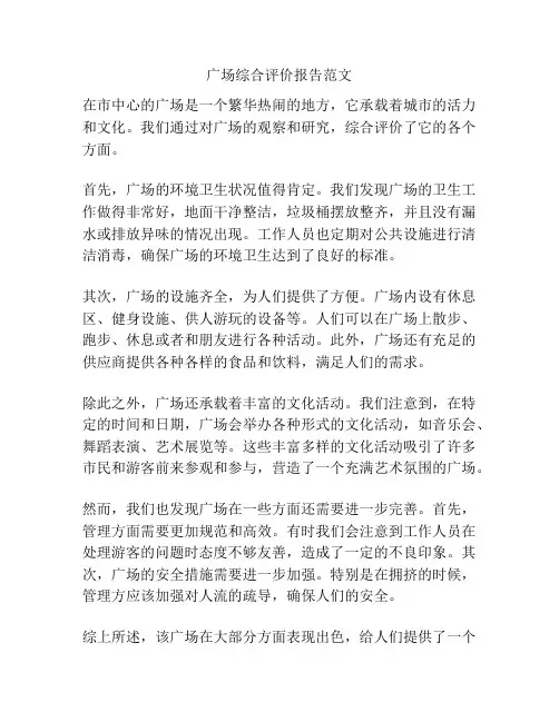 广场综合评价报告范文