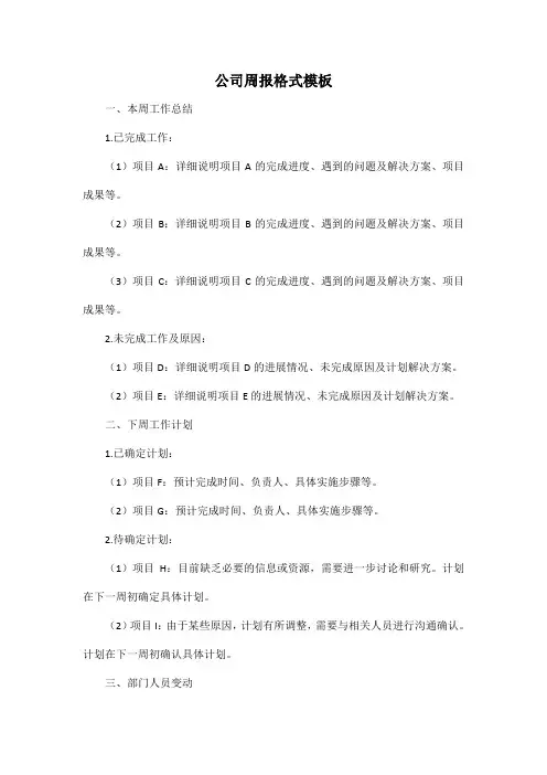 公司周报格式模板