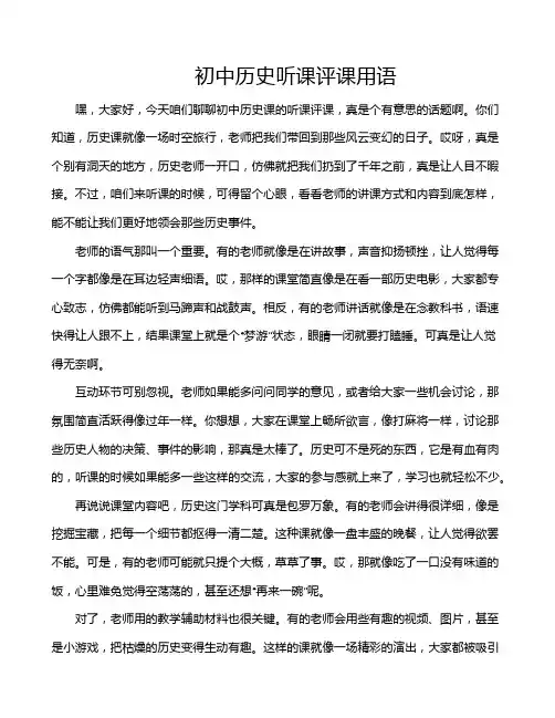 初中历史听课评课用语