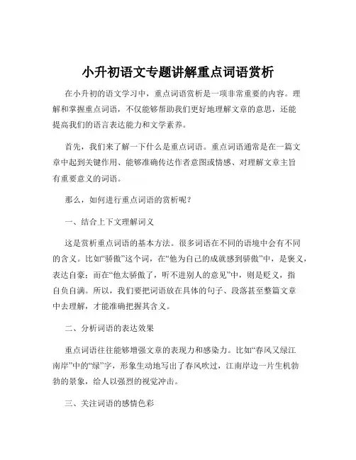 小升初语文专题讲解重点词语赏析