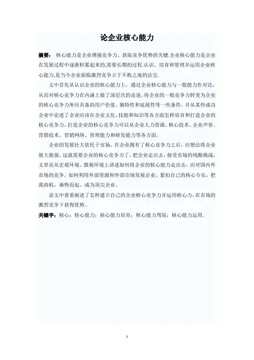 论企业核心能力(定)