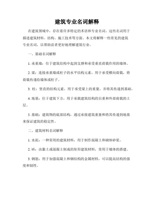 建筑专业名词解释