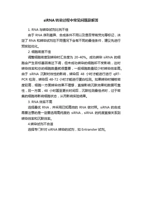 siRNA转染过程中常见问题及解答
