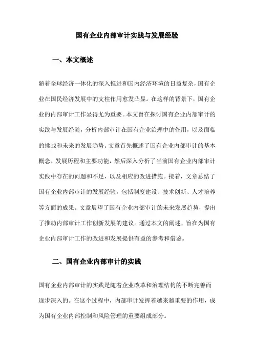 国有企业内部审计实践与发展经验