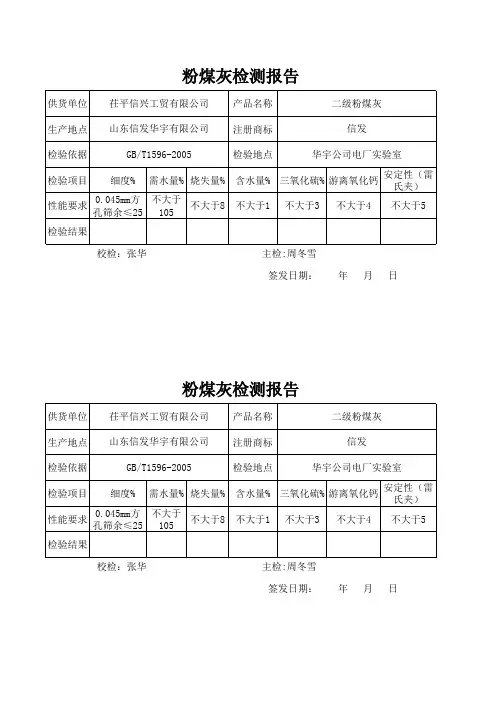 粉煤灰出厂检验报告