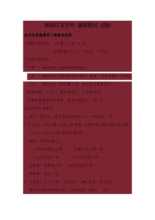 政府红头文件 通常格式 说明