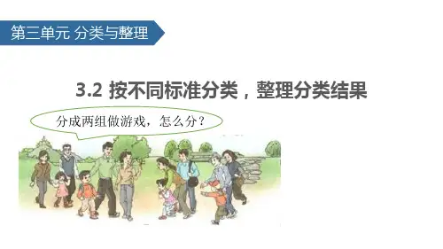 第三单元 分类与整理3.2按不同标准分类,整理分类结果分成两组做游戏,怎么分？