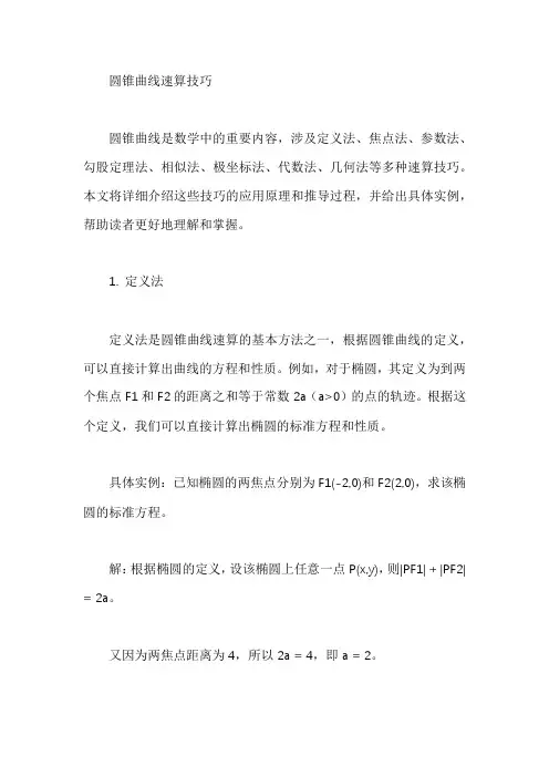 圆锥曲线速算技巧