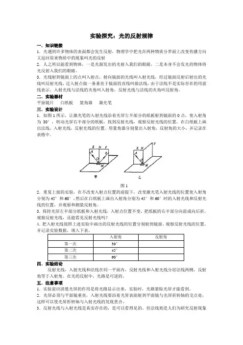 光学实验探究1：光的反射规律