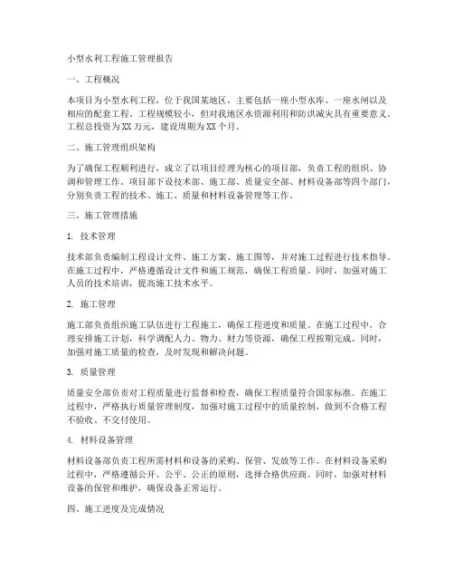 小型水利工程施工管理报告