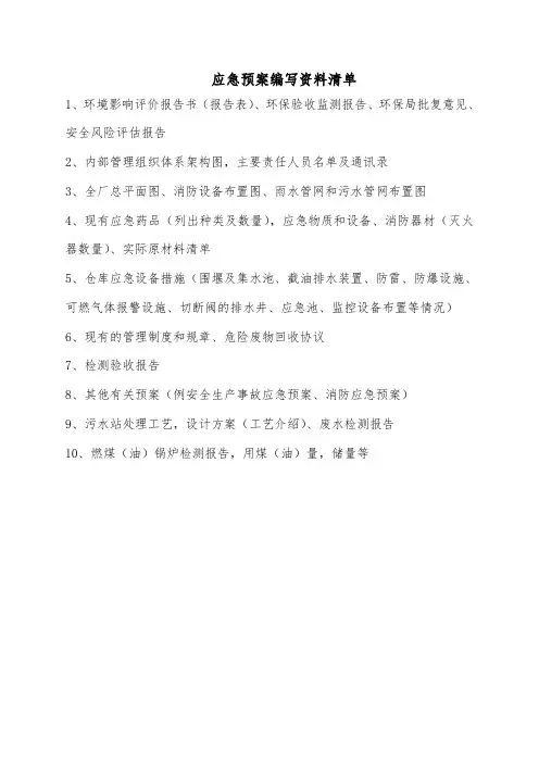 应急预案资料清单(最新)