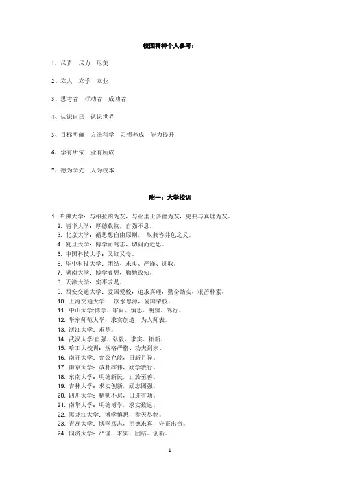 校园精神大全