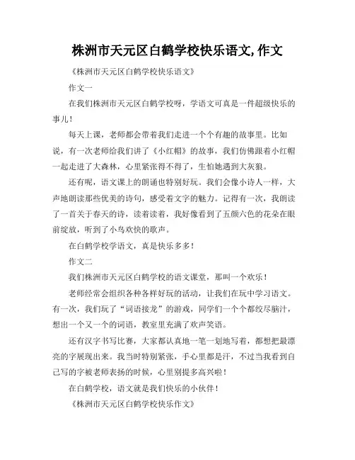 株洲市天元区白鹤学校快乐语文,作文