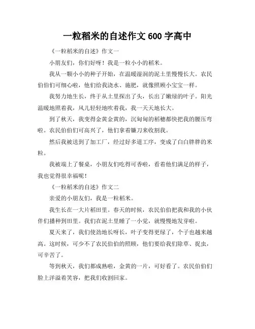 一粒稻米的自述作文600字高中