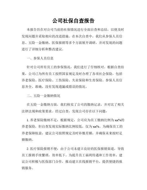 公司社保自查报告