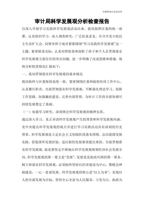 审计局科学发展观分析检查报告