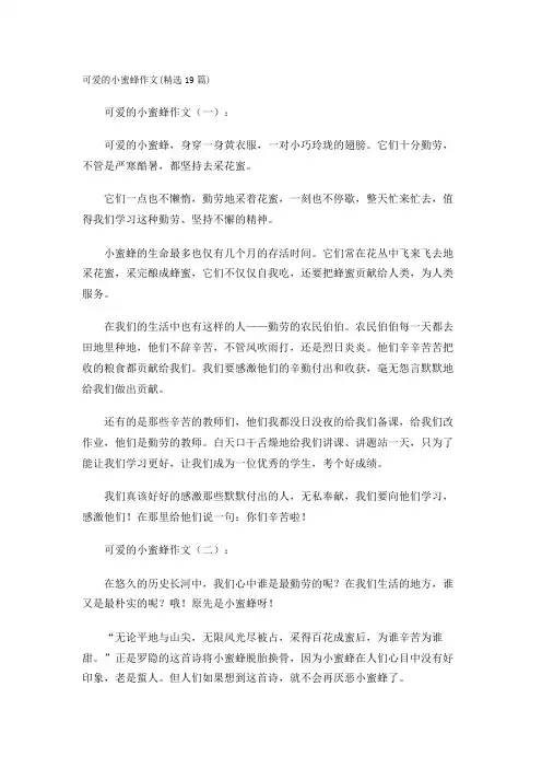 可爱的小蜜蜂作文(精选19篇)
