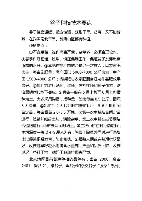 谷子种植技术要点
