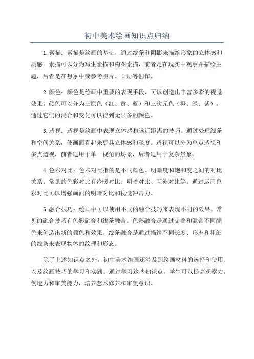 初中美术绘画知识点归纳