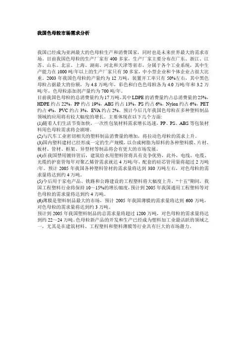 我国色母粒市场需求分析