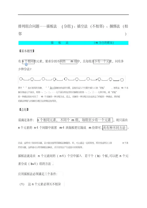 排列组合插板法插空法捆绑法
